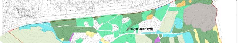 Kuva 3. suunnittelualueen suojeltavien lintulajien elinalueiden sijainnit (Korte 2004, muokattu).