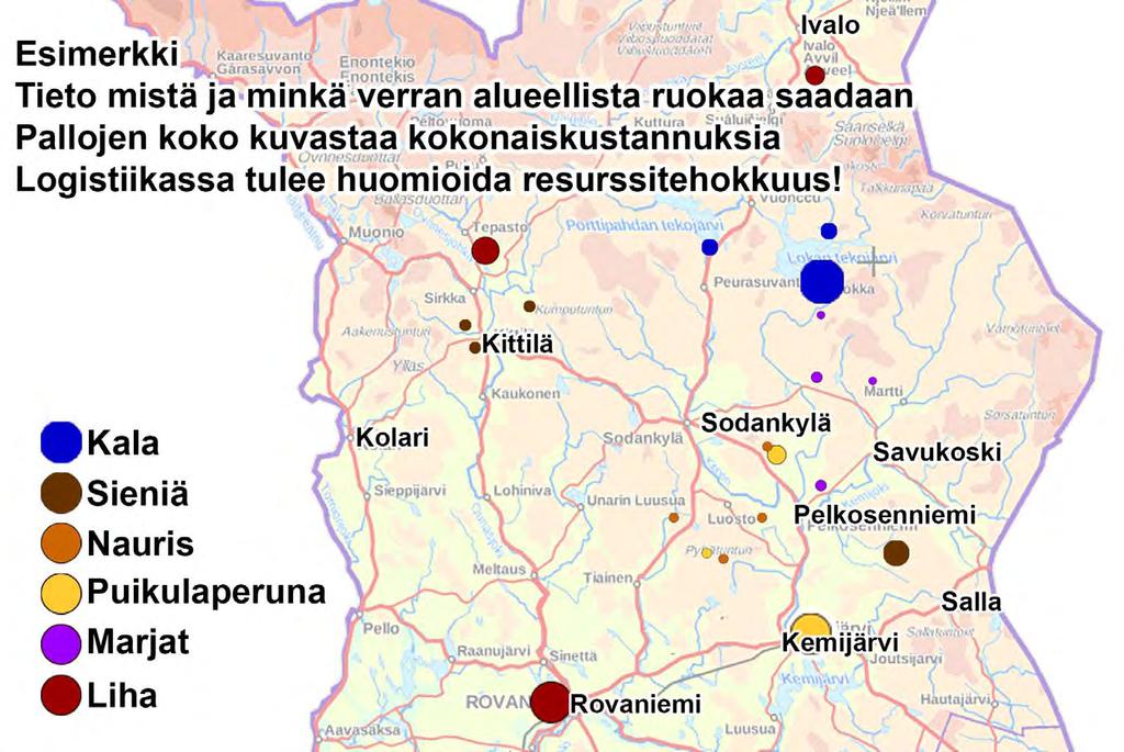 Alueellinen elintarvikelogistiikka Ensisijaiset toimenpiteet: