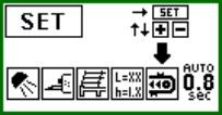 POWER CONTROL - OHJAUS SET (asetus) toiminto Erillisten asetustoimintojen edelleen kytkentä tehdään näppäimellä I/O. 1.