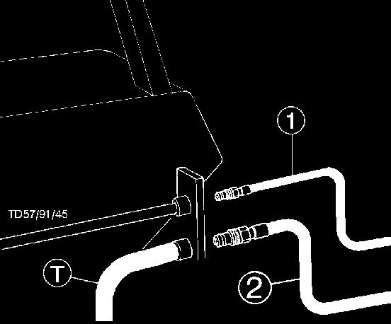 KYTKEMINEN TRAKTORIIN Yksitoiminen venttiili Hydrauliikan liitäntä Jos traktorissa on ainoastaan yksitoiminen venttiili on traktoriin ehdottomasti asennettava paluuliitin (T).