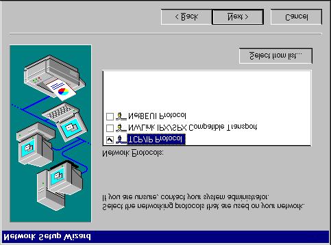 3. Ilmestyy tiedote, että Windows NT verkko-ohjelmaa ei ole asennettu. Näpäytä Yes asentaaksesi verkkotuen. Network Setup Wizard käynnistyy. 4.