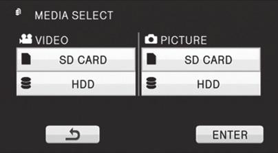 Perusasetukset Tallennus/Toisto 1 Tietovälineen valinta tallennusta varten [HDC-TM700/HDC-HS700] Kortti, sisäinen muisti ja kiintolevytietoväline voidaan valita erikseen tallentaaksesi elokuvia ja