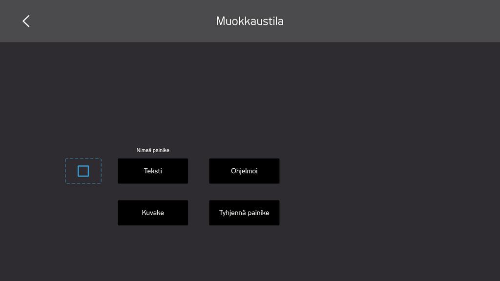 5.4.1 Ohjelma, sivu 23 Vaihda teksti, katso 4.5.3.3 Vaihda teksti, sivu 22 Vaihda kuvake, katso 4.5.3.4 Vaihda kuvake, sivu 22 Tyhjennä-painike poistaa kaikki painikkeeseen tallennetut tiedot.