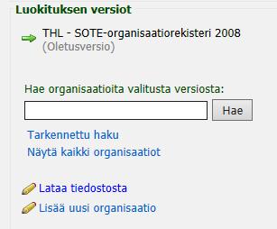 10. CodeServer selailukäyttö - luokituksen tiedot 2/5 Luokituksen perustiedot näkyvät Luokituksen tiedot -kohdassa Luokituksen versiot näkyvät