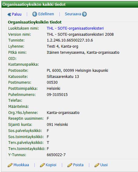 10. CodeServer selailukäyttö koodin tiedot 4/5 Paluu-painikkeesta pääsee edelliseen näkymään Edellinen-painikkeesta pääsee edelliseen koodiin