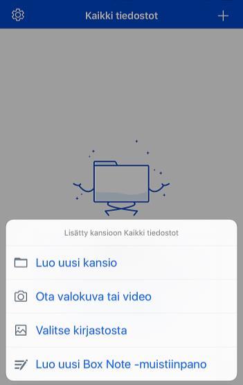 2.3 Kansion jakaminen ja vastaanottaminen Kansion jakaminen on ohjeistettu tässä luvussa suoraan Boxmobiilisovelluksesta, mutta halutessasi voit tehdä sen myös Boxin verkkoselaimessa, jossa