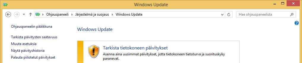 Ohjelmapäivitykset (Windows Update) Microsoftin sivustolle ilmaantuu käyttöjärjestelmää korjaavia päivityksiä ajoittain (turhankin usein).