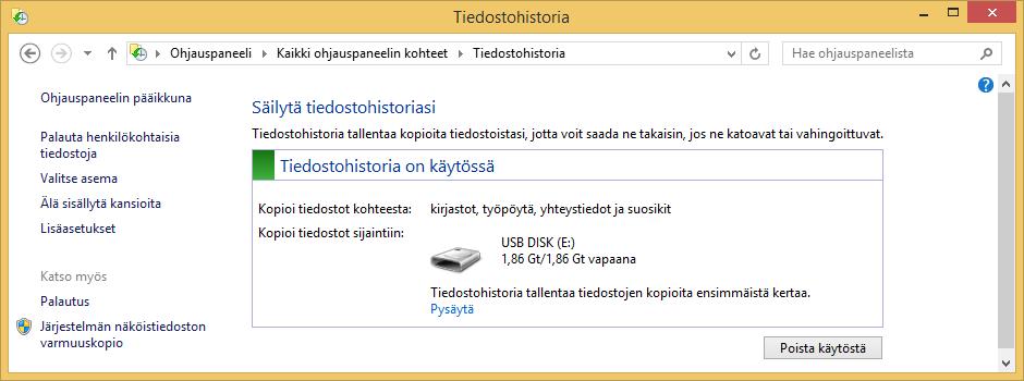 Ohjelman löytämä varmistusmedia, tietoväline Kuva 119 Varmuuskopioinnin vaihe 1 Ohjelma löysi yhden varmistusvälineen (tässä muistitikku).