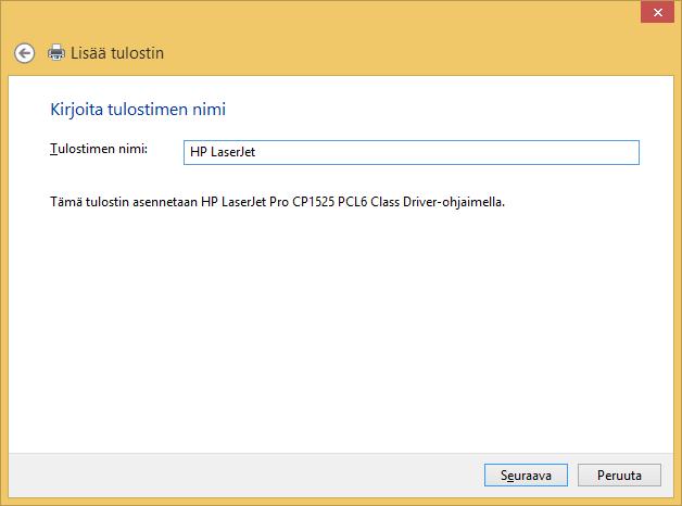 asennettava tulostin. Napsauta sitten Seuraava (Next) -painiketta.