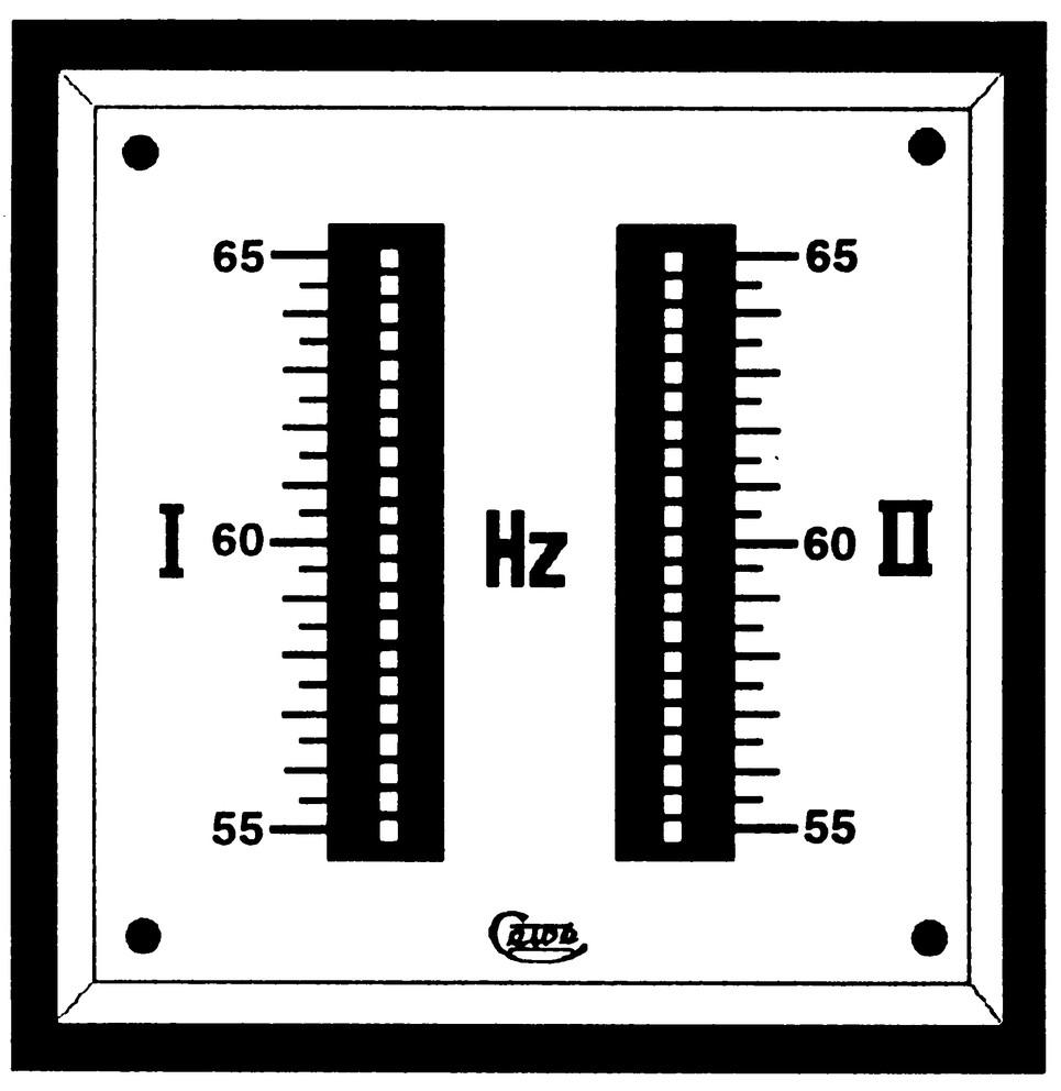 Kaksoistaajuusmittari FQ96/2 FQ96/2 2 x 100-110 V 230 V 400 V 440 V 45-50-55 Hz 55-60-65 Hz 96 x 96 mm Kytkentä Tilausnumerot Tilausnumero Kiertorautamittarit AC IQ48.0-250V IQ48.0-500V IQ72.