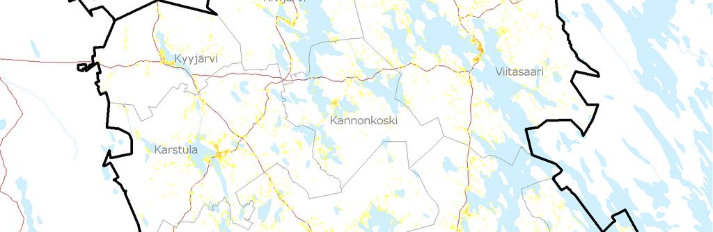 keskittymien eli Jämsän, Saarijärven ja Äänekosken