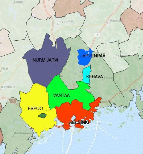 Kuva 10. Kyselyyn vastanneet kunnat. 4.5.1 Helsinki Helsingin kaupunki on hyvin aktiivinen uusiomateriaalien käytön ja käytön edistämisen suhteen.