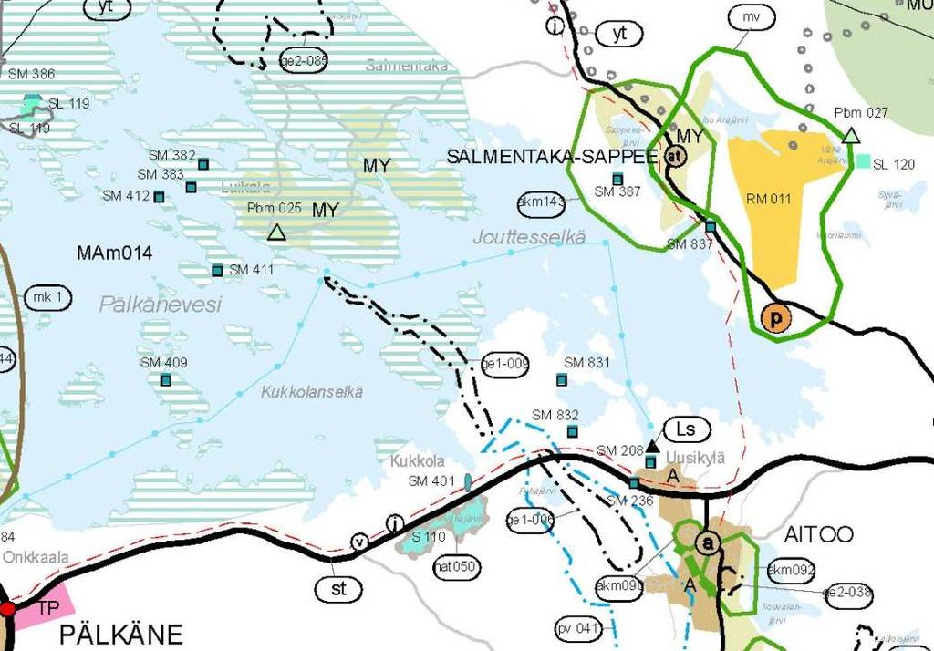 Kuva 6. Ote Pirkanmaan 1. maakuntakaavasta. Suunnittelualueen sijainti on osoitettu likimääräisesti punaisella. Ympäristöministeriö on vahvistanut Pirkanmaan 1. vaihemaakuntakaavan (turvetuotanto) 8.