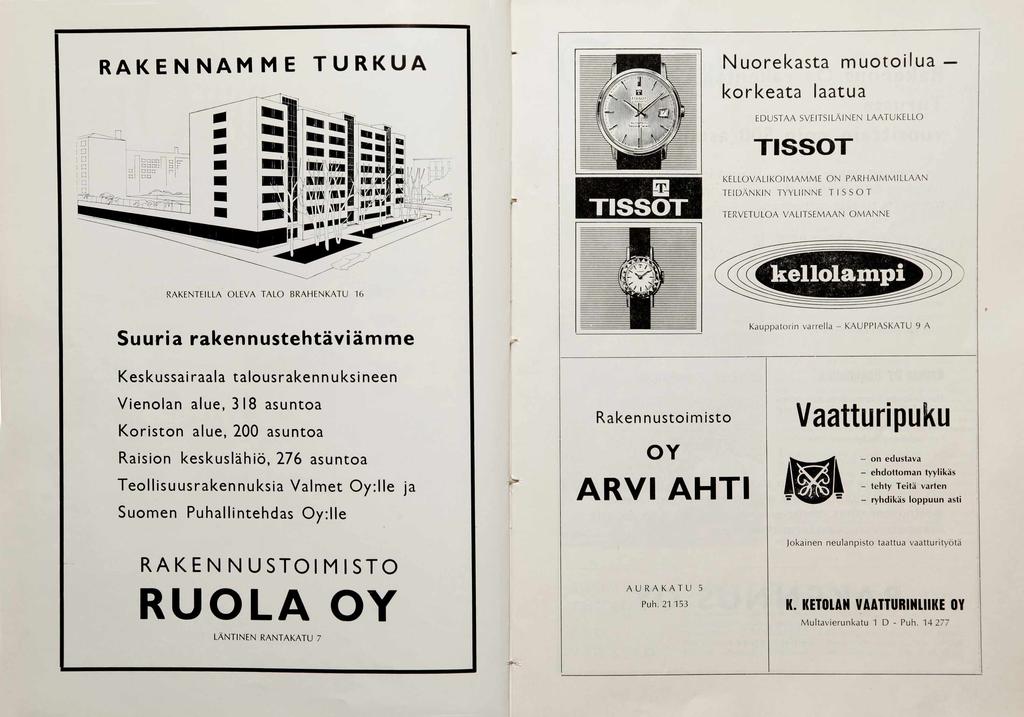 kellolampi Suuria rakennustehtäviämme Keskussairaala talousrakennuksineen Vienolan alue, 318 asuntoa Koriston alue, 200 asuntoa Raision keskuslähiö, 276 asuntoa