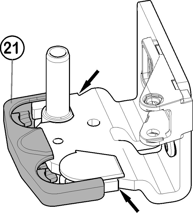 7 (24). u Løft afdækningen på håndtagssiden Fig. 7 (25) forsigtigt af og flyt den. u Skru lejekonsollen Fig. 7 (23) fast igen på den nye hængselside, eventuelt vha. en akkuskruetrækker.