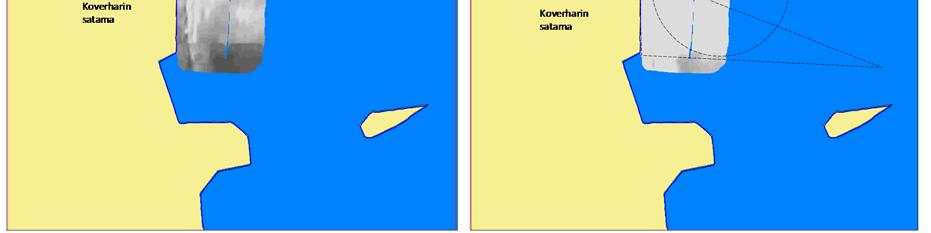 laivojen kääntöalue (ympyrä).