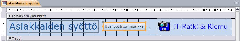 Kuva 112 Painike ylätunnisteessa Nyt lomakkeen ylätunnisteessa on toimiva painike.