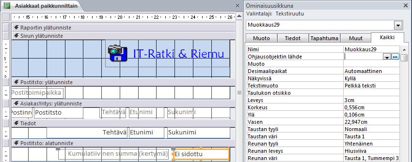 Kuva 210 Lausekkeen muodostin (Expression Builder) - ikkuna Napsauta