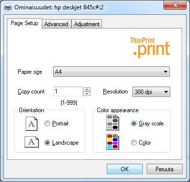 Tulostimen ominaisuudet Tulostimen ominaisuuksiin ja tulostusasetuksiin voit siirtyä sivun 175 kuvassa näkyvän Ominaisuudet (Properties) -painikkeen avulla.