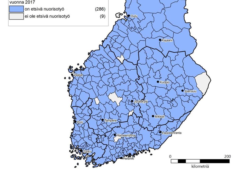 etsivän nuorisotyön kattavuus 2017 Lähde: