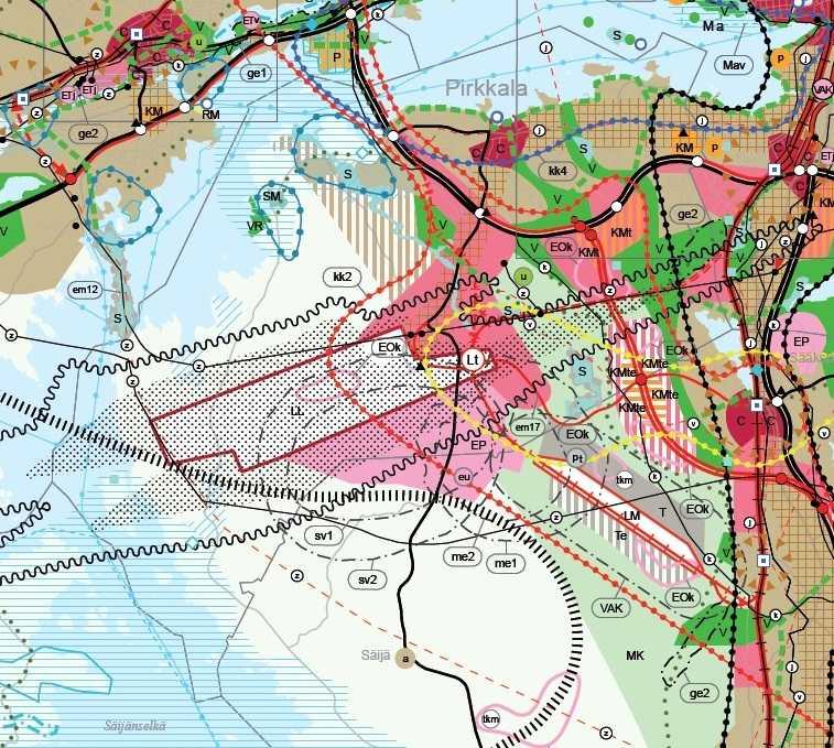 Ote Maakuntavaltuuston hyväksymästä maakuntakaava 2040:sta Suunnitelmat ja selvitykset Vt 3:n varrella oleva alue on voimassa olevassa yleiskaavassa merkitty teollisuus- ja varastoalueeksi (T) ja