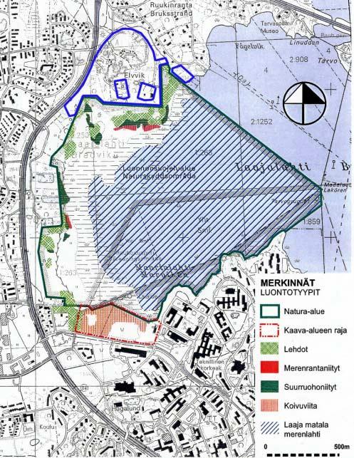 Kuva 3/1. Laajalahden Natura 2000 alueen luontotyypit.