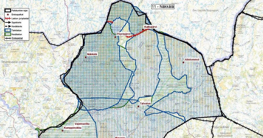 Näkkälän paliskunnan pahin porokolaripaikka seututiellä n:o 956.