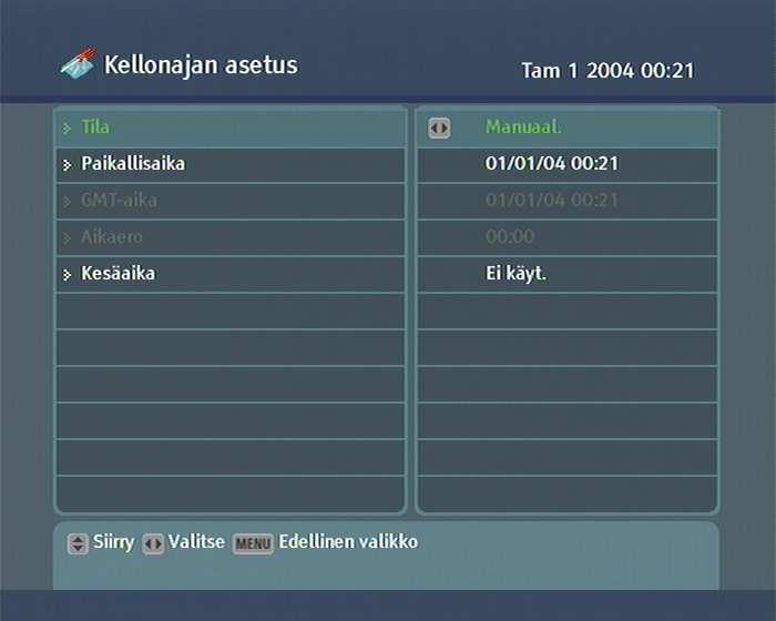 3.3 Ajan ja aikavyöhykkeen asetus 21 Aseta paikallinen aika valitsemalla valikko Järjestelmän asetukset > Kellonajan asetus.