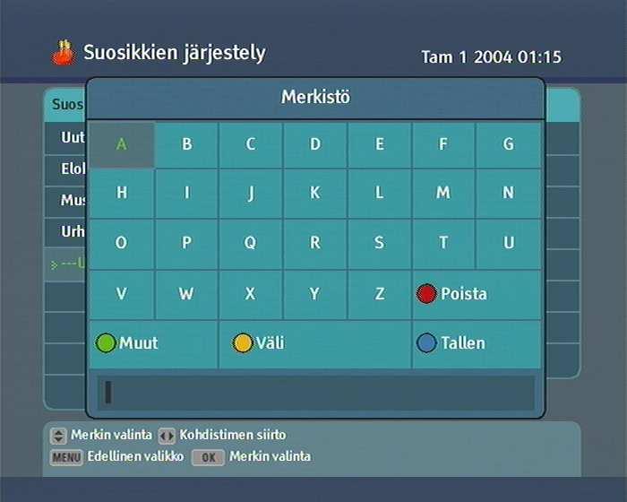 6.1 Kuvaruutunäppäimistön käyttäminen 39 6.1 Kuvaruutunäppäimistön käyttäminen Voit liikuttaa korostuspainiketta leveyssuunnassa painikkeilla V ja V+ ja pystysuunnassa painikkeilla P+ ja P.