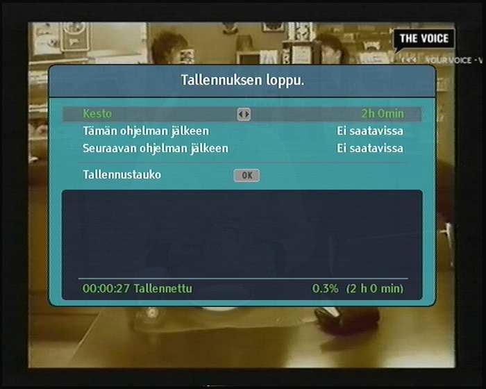 42 Tallennus ja toisto Kun tallennus on alkanut, seuraavan kuvan mukainen tallennussymboli näkyy ruudun oikeassa yläreunassa muutaman sekunnin ajan.