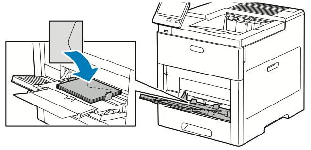 Paperit ja muu tulostusmateriaali Aseta C5-kirjekuoret alustalle jollakin seuraavista tavoista: Jos