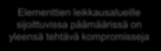 Elementtien leikkausalueille sijoittuvissa päämäärissä on yleensä tehtävä kompromisseja Tarjonnan määrä ja nopeus - Päämäärä 1 - Päämäärä