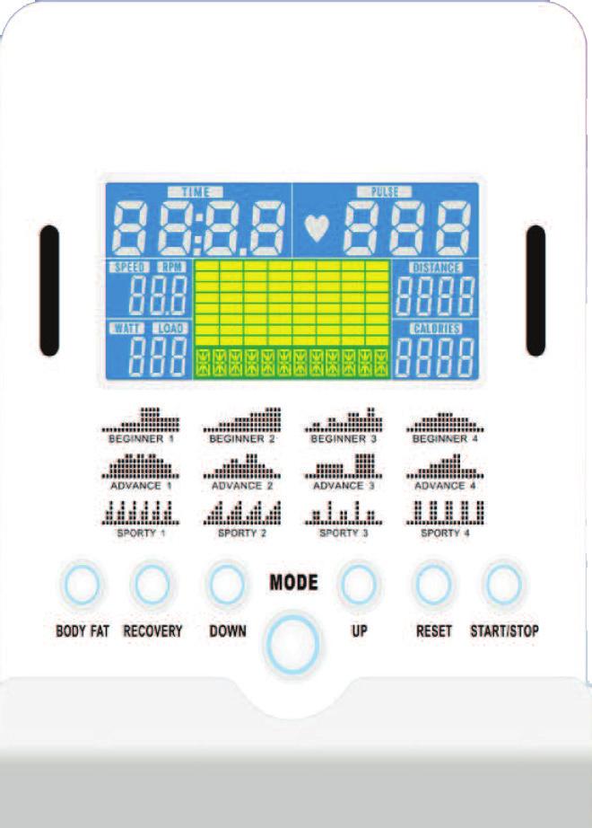 Expert: (70-80% or max. heart rate) Suitable for the fittest of persons who are used to long-endurance workouts. User interface Distance window : Shows workout distance during exercise. Range: 0.