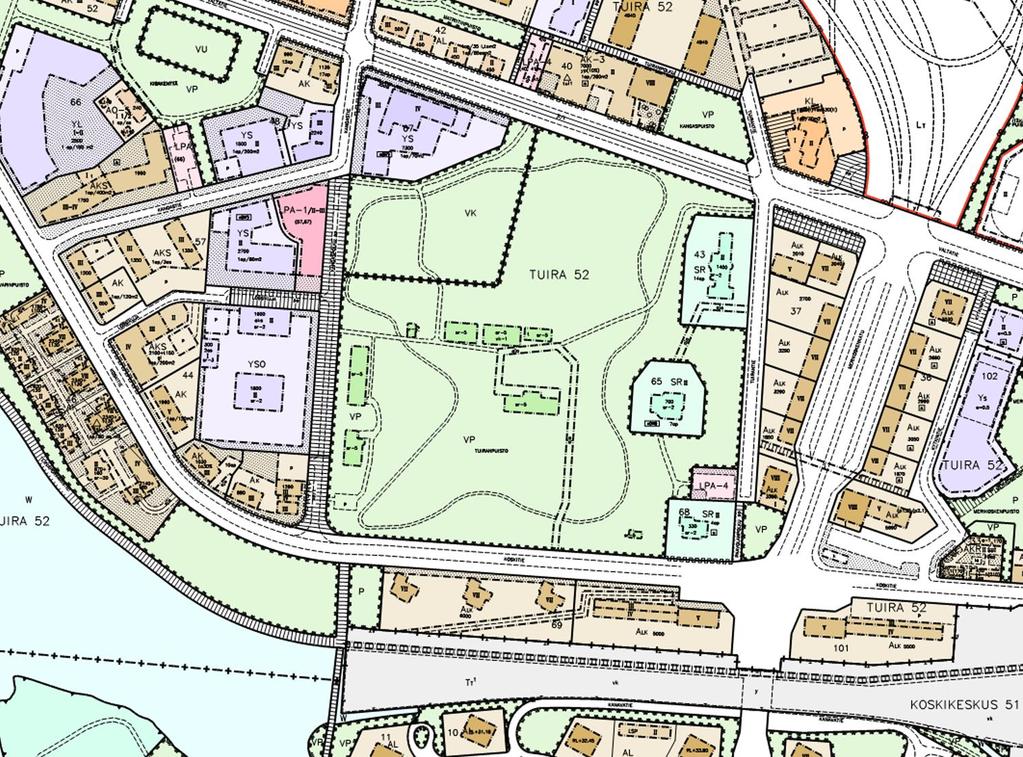 4/7 Sivu 5 Voimassa oleva asemakaava Voimassa olevassa asemakaavassa Tuiranpuisto on merkitty suurimmalta osalta puistoksi (VP). Luoteisnurkka on merkitty leikkikentäksi (VK).