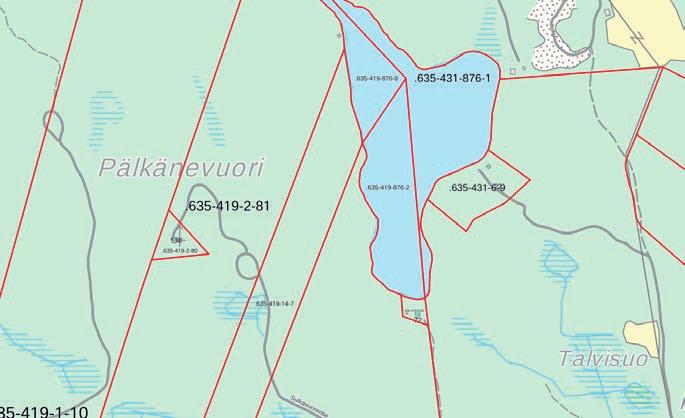Etusaaren ranta-asemakaava, kaavaselostus, liite 3: Rantaviivan pituus ja kantatilatarkastelu Sulkavuori 635-419-14-7 6.8.