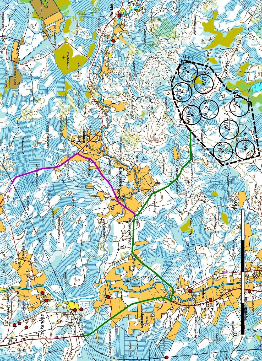 5 Lähimmät tunnetut muinaisjäännökset sijaitsevat Siikajokilaaksossa; Siikalatva Isokangas kivikautinen asuinpaikka (tunnus 247010008) linjauksen VE 1 pohjoispäästä 970 m itään, Siikalatva