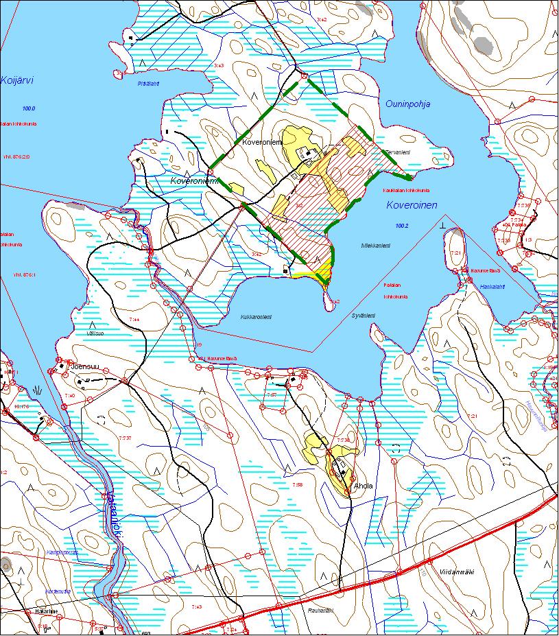 67070562BBJ 1 1 LÄHTÖKOHDAT 1.1 Selvitys suunnittelualueen oloista Suunnittelun kohteena on Koveroisen rannalla, noin 10 km Koskenpään kylästä luoteeseen sijaitseva Koveroniemen tilan ranta-alue.