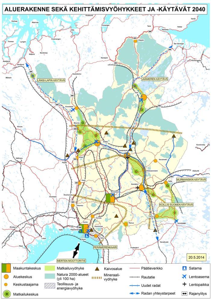 4 gointia aluerakenteen suuntaamisessa. Lapin kannalta erityisesti huomioitavaa on katseiden suuntautuminen arktiselle alueelle.