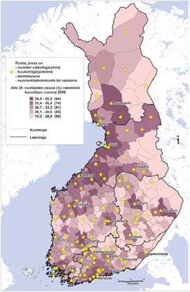 TAULUKKO 7.29. Lasten ja nuorten kuulemisen tavat Manner- Suomen kunnissa vuonna 2007. KUVA 7.19.