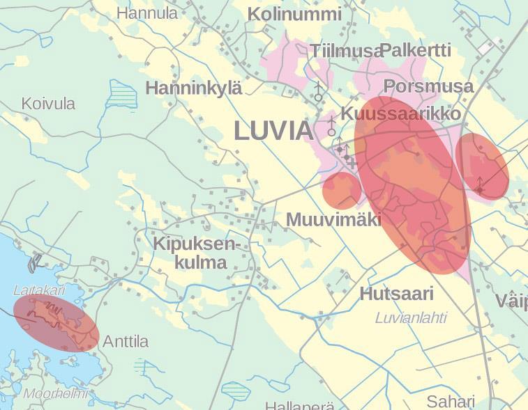 LIITE 5a Ajankohtaiset asemakaavat (Luvia) B C D A A