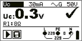 Vikavirtasuojan testaus RCD-tyyppi Kosketusjännite Uc verrannollinen AC G 1.05 I ΔN AC S 2 1.05 I ΔN A G 1.4 1.05 I ΔN A S 2 1.4 1.05 I ΔN A G 2 1.05 I ΔN A S 2 2 1.05 I ΔN B G 2 1.05 I ΔN B S 2 2 1.