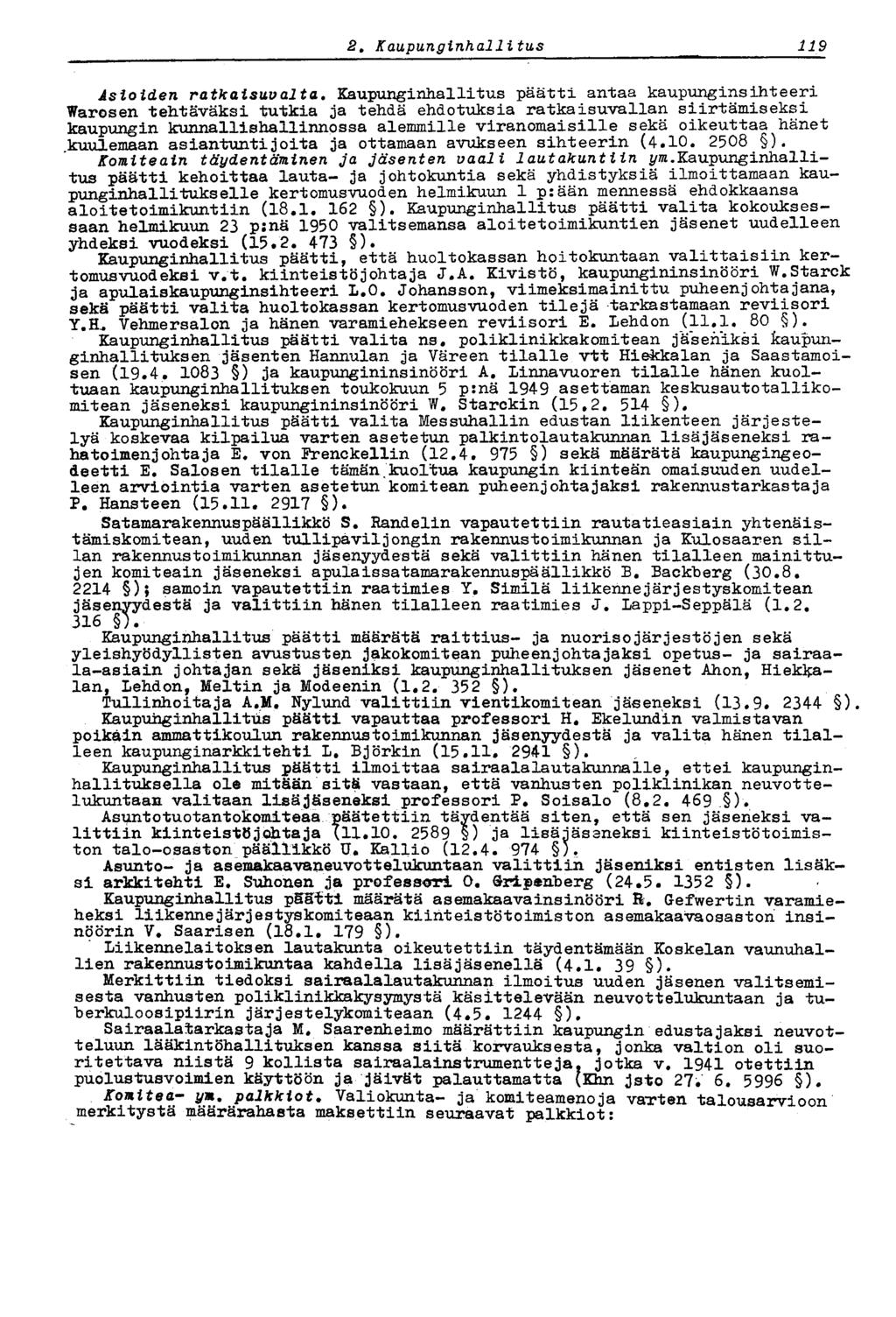 1192,Kaupunginhallitus Asioiden ratkaisuvalta.