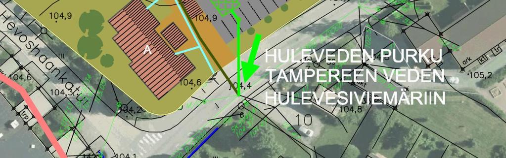 Kiinteistöllä on tällä hetkellä kaksi liitosta Luhtaankadun hulevesiviemäriin. Tällöin olisi suositeltavaa rakentaa toinen viivytysrakenne parkkipaikan P2 alle ja johtaa sinne liitteen 2.