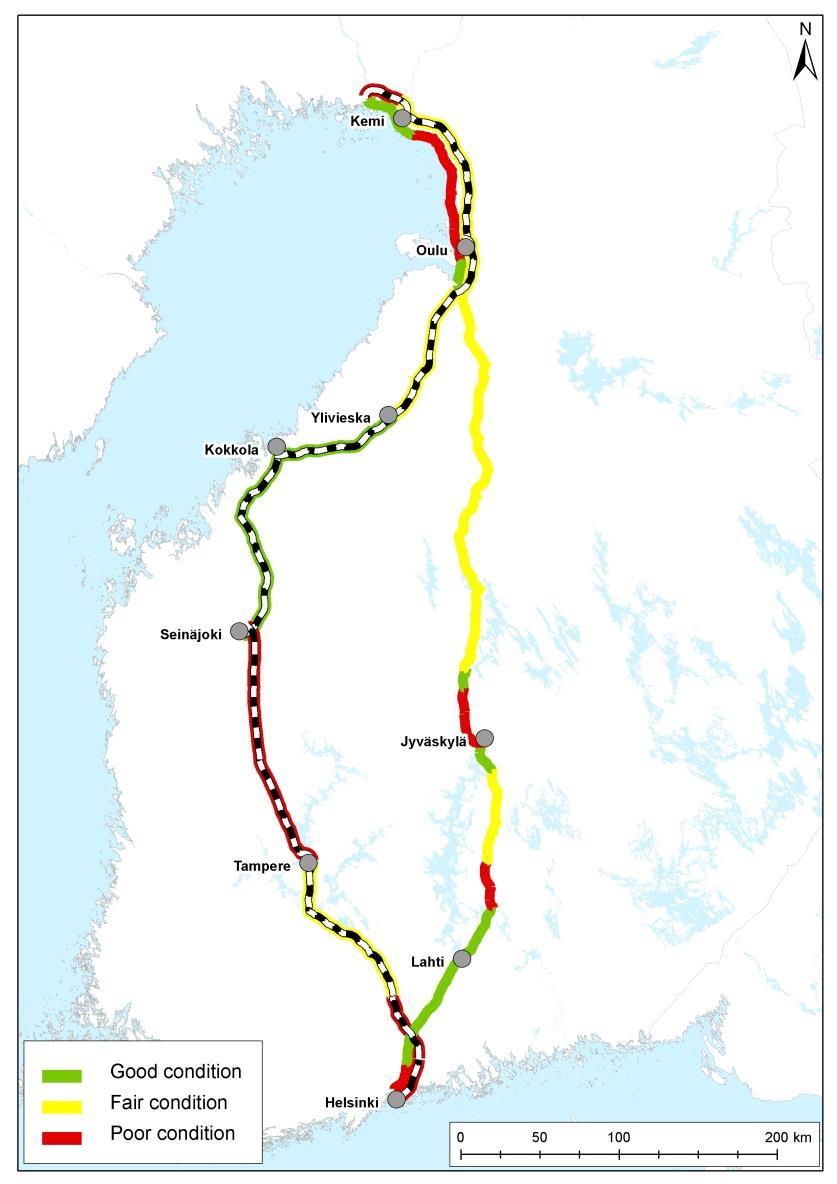 Oleellista BC:hen liittyen on kehittää: Pullonkaulaväliä Seinäjoki Tampere / 2- raideosuudet (suunnittelu EU-rahoituksella 50%?