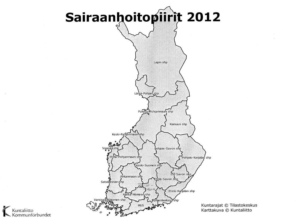 19 Kuva 5: Sairaanhoitopiirit keväällä 2012 5.3.1 Psykoosilääkkeet Psykoosilääkkeiden kulutuksessa todettiin selviä alueellisia eroja (taulukko 6).