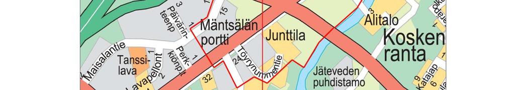 kiertoliittymänä sekä liittää aiemmin eritasoliittymälle varatut liikennealueet ympäröiviin rakennuspaikkoihin.