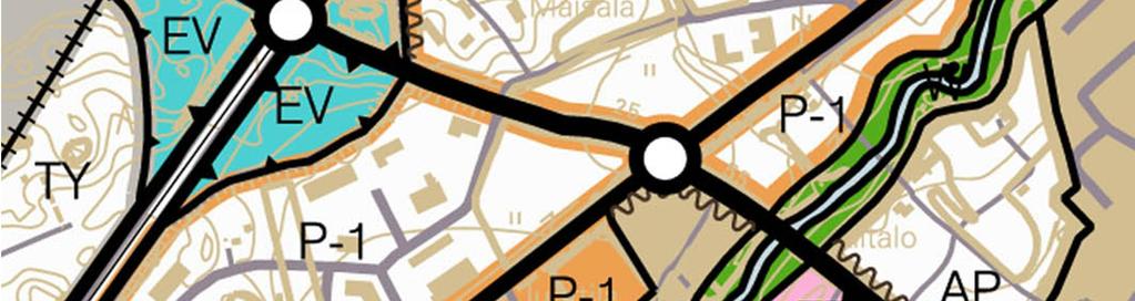 osayleiskaava 2020:ssa alue on pääosin P-1