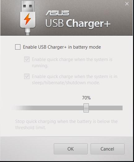 USB Charger+ USB Charger+ mahdollistaa mobiililaitteiden pikalataamisen ASUS kannettavan PC:n USB-latausportin kautta.