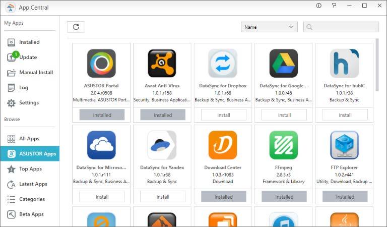 App Central Huomautus: Tämä toiminto voi olla erilainen käytettävän NAS-mallin mukaan. Voit ladata App Central -palvelusta sovelluksia, jotka sopivat käytettäväksi NAS-palvelimellasi.
