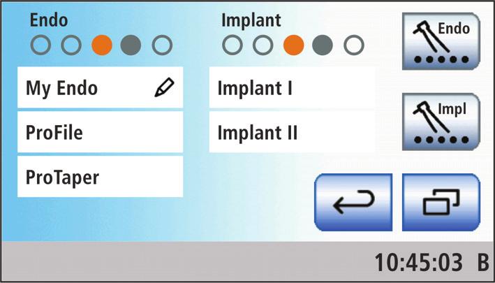 Implantologia ja endodontia Hoitotoiminnot tukevat implantologiaa ja endodontiaa. Toiminto edellyttää tarkasti säädettävän, kokoojattoman BL-, BL ISO C- tai BL Implant -moottorin käyttöä.